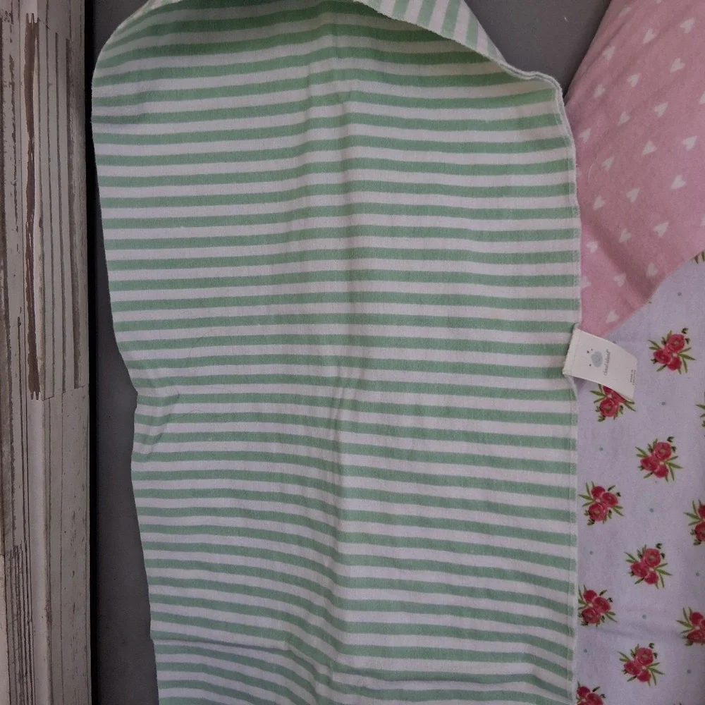 Vintage Y2K Baby Girl Receiving Blankets Lot Of 4 Pink Green Floral EUC